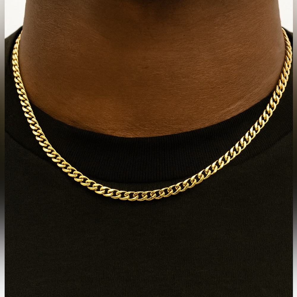 14 karat Gold Plated Stainless Steel Cuban Link Men’s 20 inch 5mm chain necklace
